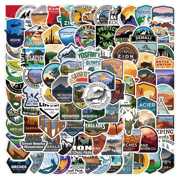 10/50/100PCS National Park Sticker Nature Stickers Water Bottle Laptop  Mobile Phone Skateboard Kids Adult Stickers