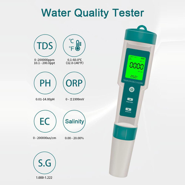 Multifunctional Digital 7 in 1 Water Quality Tester Portable High Accurancy Water Quality Test