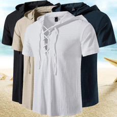 Summer, beachtshirt, Loose, hoodedtshirt