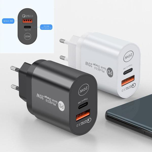 EU/US/UK Fast Charging Plug USB+PD Charger USBC Charger Universal