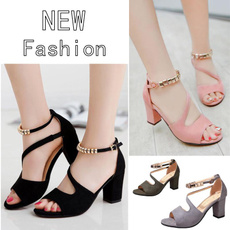 casual shoes, Summer, anklestrapshoe, High Heel Shoe