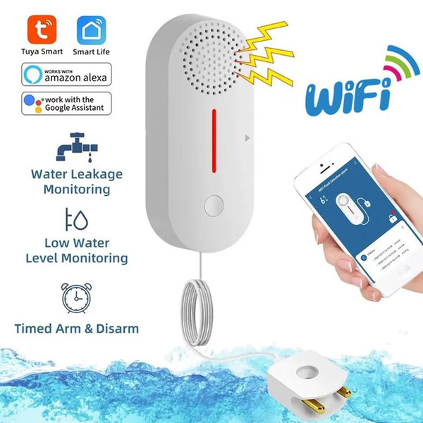 Battery Powered Smart WiFi Water Leak Sensor Flood Tuya Leakage Level ...