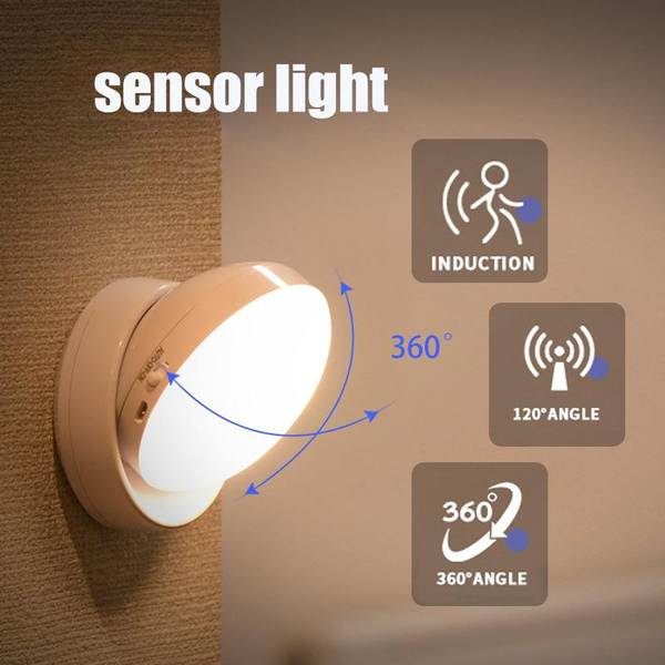 Led Night Light USB Charging Motion Sensor Round Energy-saving Led ...