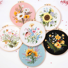 flowerembroiderykit, embroiderycrossstitchcraft, sumflowerembroiderykit, floralembroiderykitforadulit