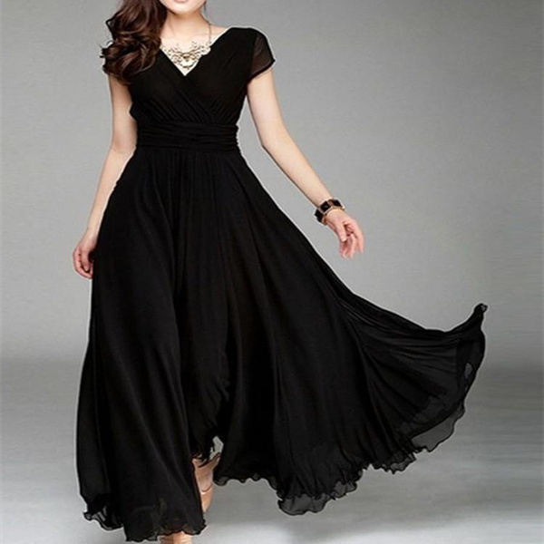 Women's V Neck Short Sleeve Mother of The Bride Dress Ruched Bridesmaid ...