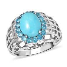 Sterling, rhodium, Turquoise, wedding ring