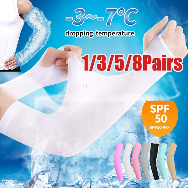 Sun Protective Anti UV 1pair Ice Silk Cooling Arm Sleeve Gloves For Women, Anti Uv Breathable Outdoor Sports Arm Cover P 18023498