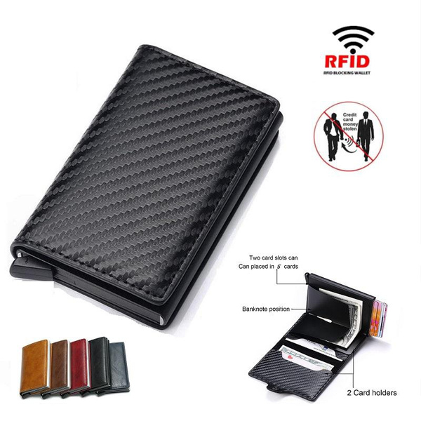 ID Credit Bank Card Holder Wallet Luxury Brand Men anti Rfid Blocking  Protected