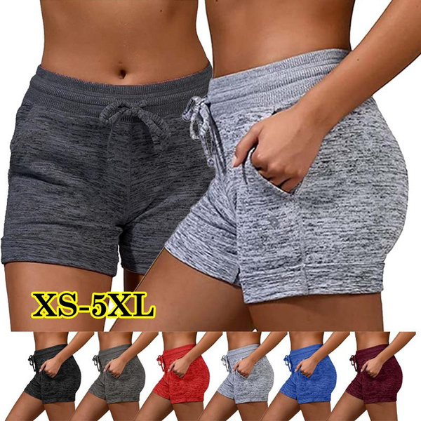 New Women's Fashion Drawstring Elastic Waist Workout Shorts With Side  Pockets Casual Soft and Comfy Activewear Gym Fitness Sports Stretchy Shorts  Yoga Running Shorts Plus Size XS-5XL