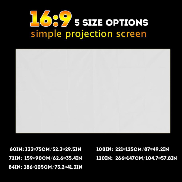 60-120 Inch Portable White Color Projector Curtain... – Grandado