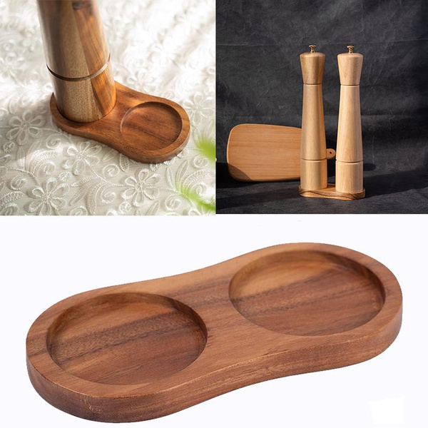 Salt and Pepper Mill Tray, Mill Coaster, Mill Holder for Two Acacia