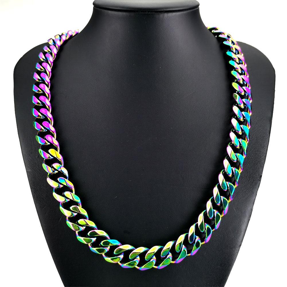 Collana massonica massonica iridescente da uomo, in acciaio inossidabile, con catena massonica, larghezza 15 mm, lunga 24~38 pollici_voghion.com