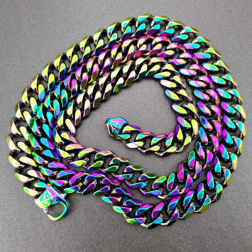 Collana a catena da uomo in acciaio inossidabile iridescente massonico_voghion.com