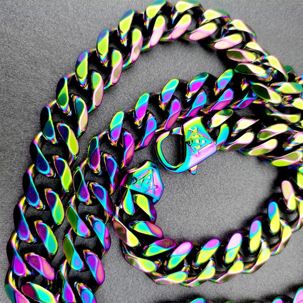 Collana massonica massonica iridescente da uomo, in acciaio inossidabile, con catena massonica, larghezza 15 mm, lunga 24~38 pollici_voghion.com