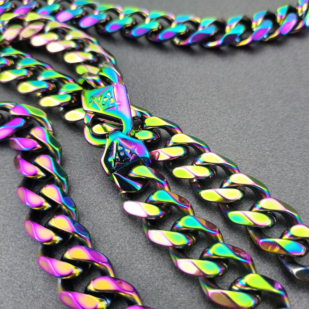 Collana a catena da uomo in acciaio inossidabile iridescente massonico_voghion.com