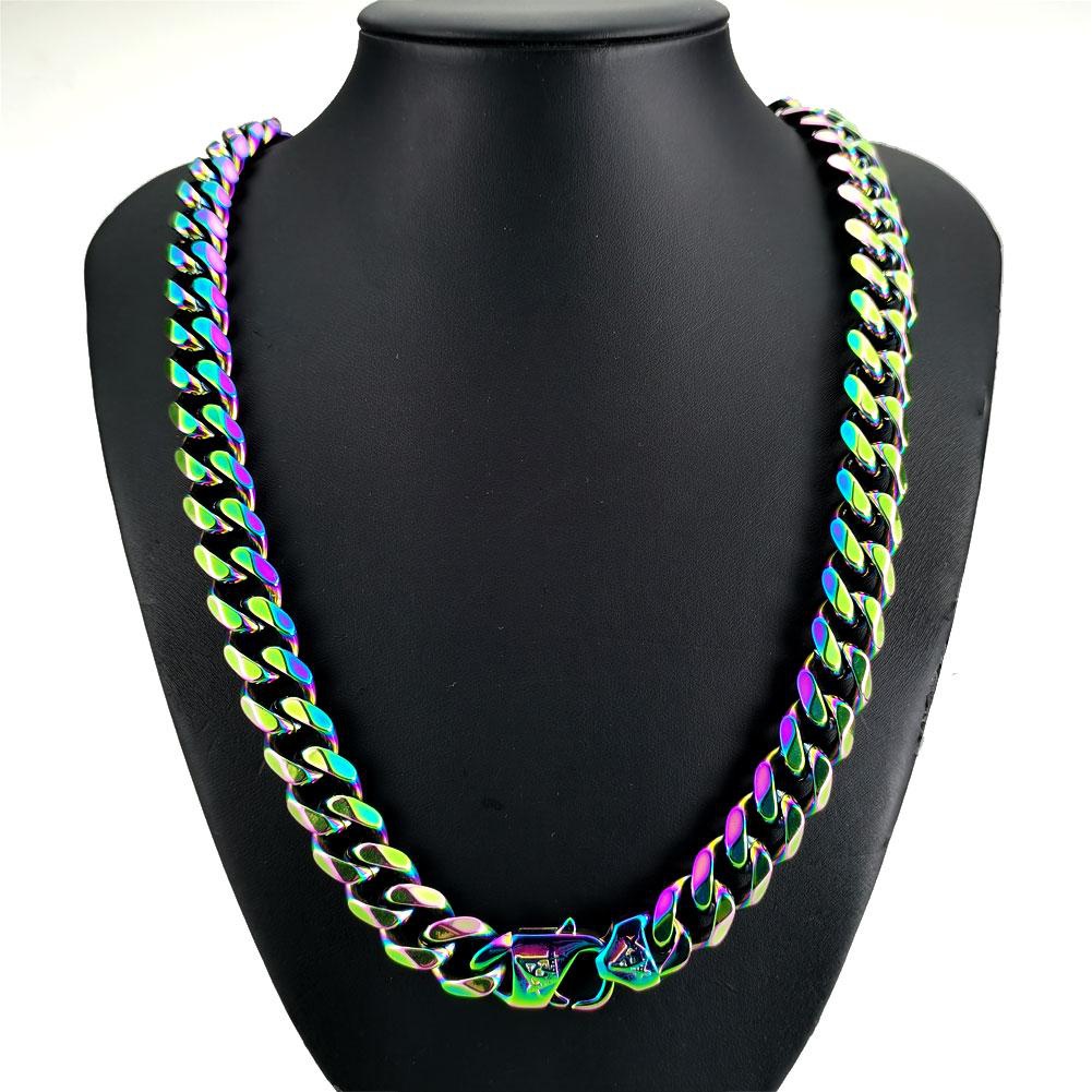 Collana a catena da uomo in acciaio inossidabile iridescente massonico_voghion.com
