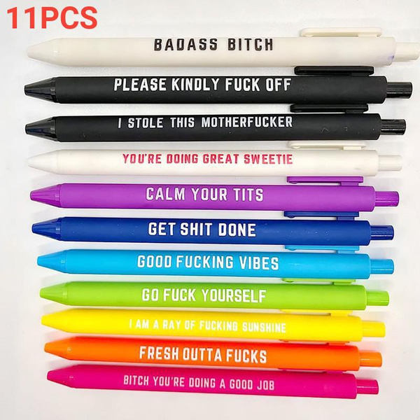 Swear Word Daily Pens Set 11pcs Weekday Vibes Glitter Novelty Pen