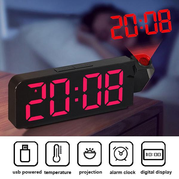 USB Powered Desk Clock Alarm Clock Temperature Digital Clock Desktop