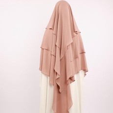 khimar, chiffon, attached, three