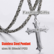 Fashion, gold, titanium steel necklace, Cross