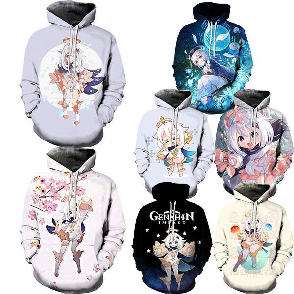 2023 High Quality 3D Print Paimon Genshin Impact Hoodie Adult children