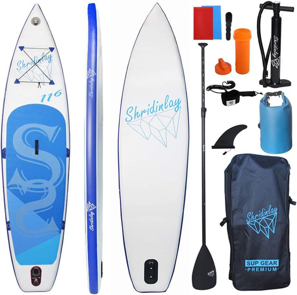 Kit Stand Up Paddle Gonflable Shridinlay – 15 Cm D'épaisseur, 320x76 Cm, Accessoires Complets (pagaie, Pompe, Leash, Sac)