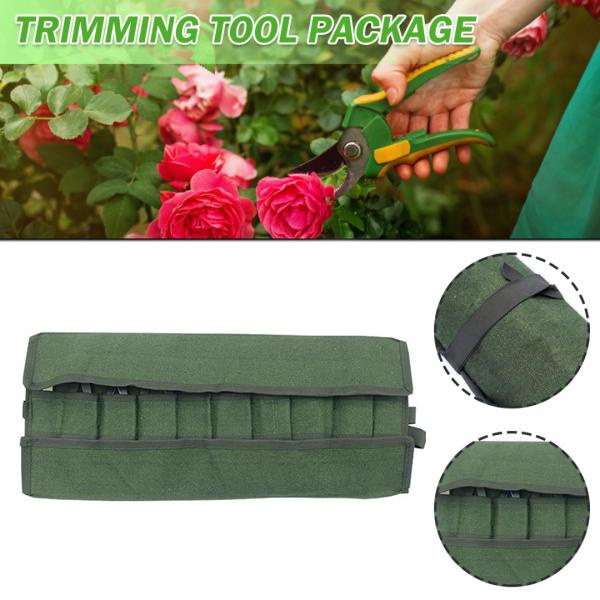 Fashion Canvas Garden Tool Roll Bag Bonsai Tool Roll Storage Bag Pouch with 10 Pocket Wish