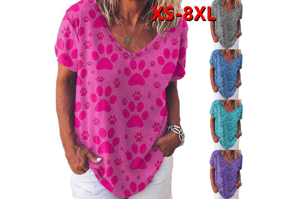 XS-8XL Women's Fashion Summer Clothes Casual V-Neck Short Sleeved
