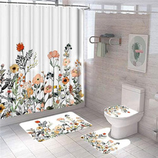 Shower, Bathroom, Flowers, printed