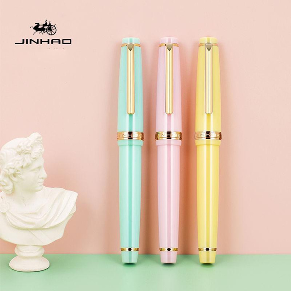 Jinhao 82 Fountain pen plastic spin Pen Four seasons color golden EF F ...