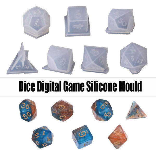 7 Styles Epoxy Resin Dice Moulds Silicone Resin Casting Polyhedron Game
