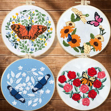 butterfly, embroiderycrossstitch, Flowers, embroideryhoop