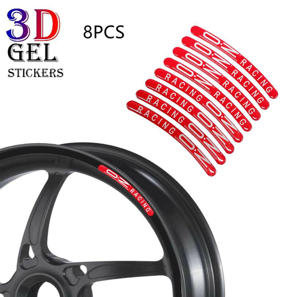 8PCS OZ Racing 3D Gel Motorcycle Wheel Hub Rim Strip Decal Car Sticker