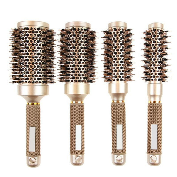 Boar Bristles Round Brush For Blow Drying, Nano Thermal Ceramic Ionic Tech Hair Brush With Boar