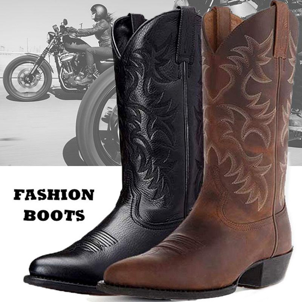 Men's Vintage Leather Boots Cowboy Boots Western Boots High Quality