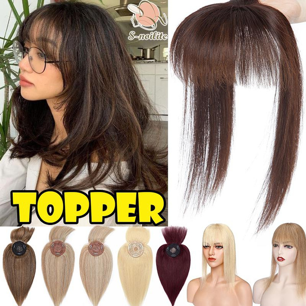 S Noilite Hair Topper For Women Thinning Hair Real Human Hair Topper With Fringe Clip In Hair 