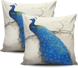 Beautiful, peacock, living room, Cushions