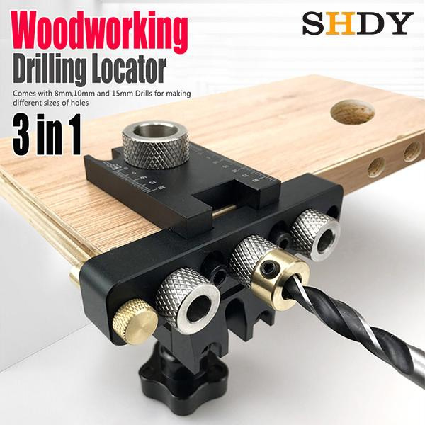SHDY Adjustable Woodworking 3 In 1 Doweling Jig Kit Pocket Hole Jig