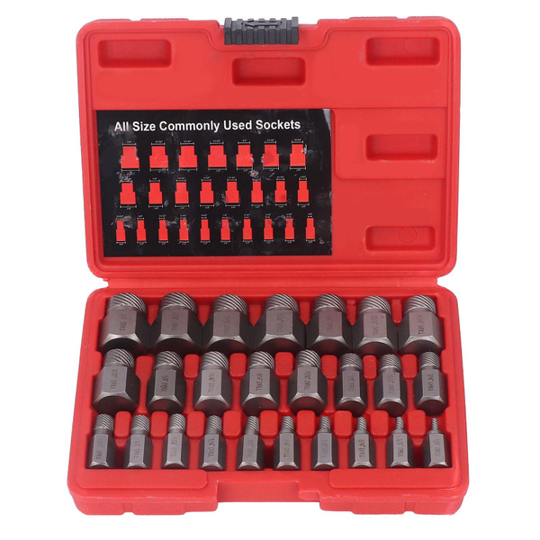Screw Extractor Set, 25pc Stripped Screw Remover, Damaged Bolts