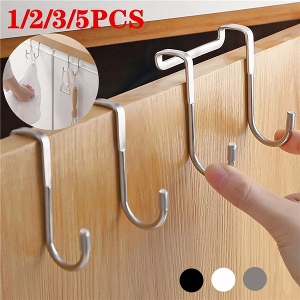 Stainless Steel Non-perforated Multi-purpose Double S Hook Hanging Hooks  Hangers for Kitchen, Bathroom, Bedroom and Office