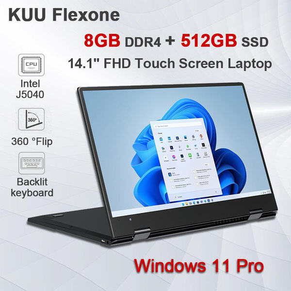 KUUFlexone 2in1 Touch Screen Laptop, 14.1" FHD IPS Notebook Computer