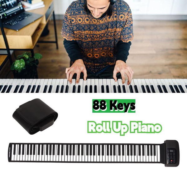 EU/US/UK Plug Roll Up Piano 88 Keys Single Horn MIDI Function Flexible ...