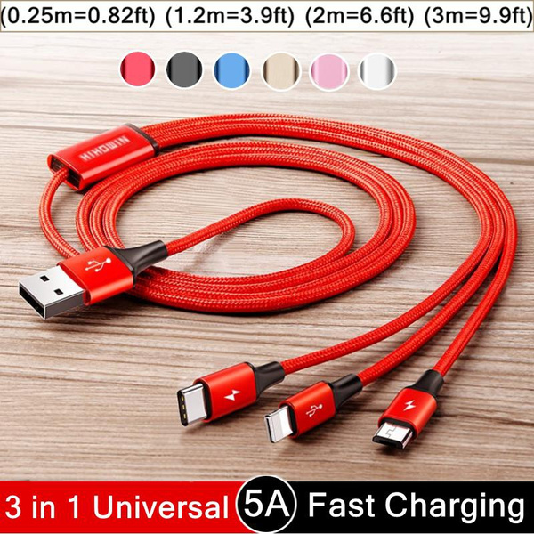 Universal 3 in 1 USB Charge Cable for Android Phone Micro USB TypeC