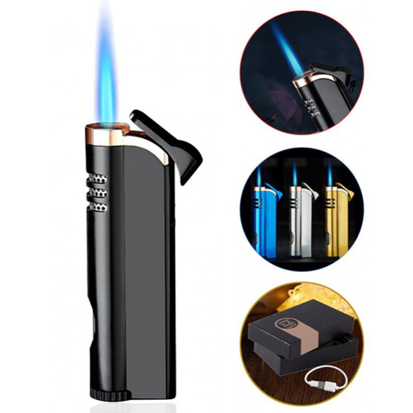 Jet Torch Cigar Lighter Metal Fuel visible Refillable Butane Gas ...