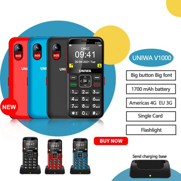 Uniwa V1000 231 Inch 4g Feature Phone Single Card Big Button Phone Fm 03mp Camera With