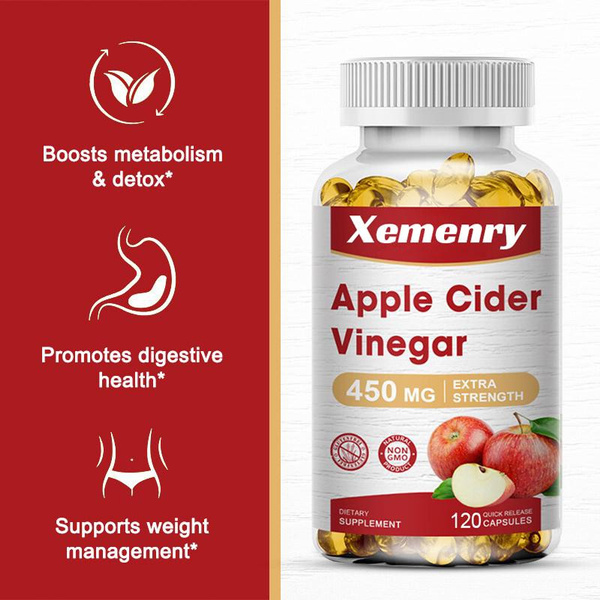 Apple Cider Vinegar Natural Supplement Supports Digestion, Appetite Control, Weight Management