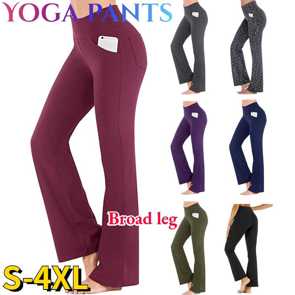 Plus Size S-4XL Bootcut Yoga Pants with Pockets for Women High Waist  Workout Leggings Tummy Control, 4 Pockets Work Pants for Women