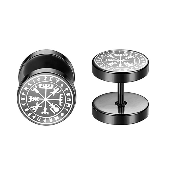 Norse Viking Compass Vegvisir Stainless Steel Barbell Stud Earring with ...