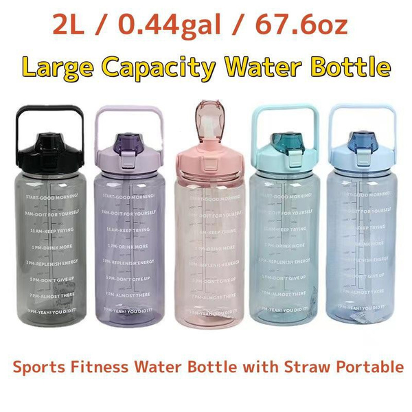 2l Sports Water Bottle With Straw Portable Large Capacity Water Bottles  Fitness Bike Cup Summer Cold Water Jug With Time Marker