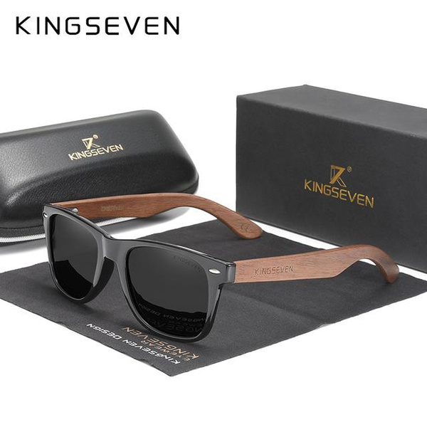 Kingseven New Black Walnut Sunglasses For Men And Women Wood Polarized